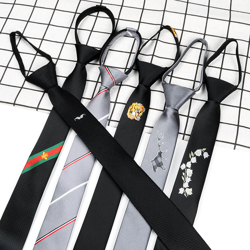5cm personalized embroidery lazy zipper small tie ins Korean narrow tiger head Japanese JK boys and girls trend