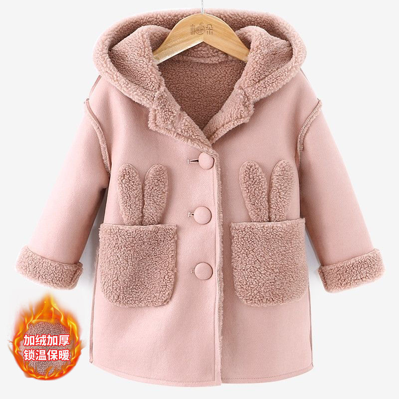 Fine medium length girls' composite coat thickened Korean version 2019 new windbreaker children's coat autumn winter coat
