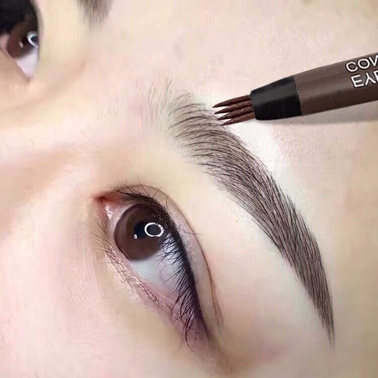 [semi permanent eyebrow brush] eyebrow pen four head liquid water eyebrow pen for women, sweat proof and waterproof, durable and colorless eyebrow pen