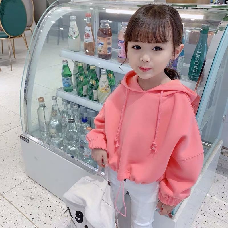 Children's clothing 2020 new Korean version of children's hooded sweater for girls foreign style baby casual children's lovely top fashion