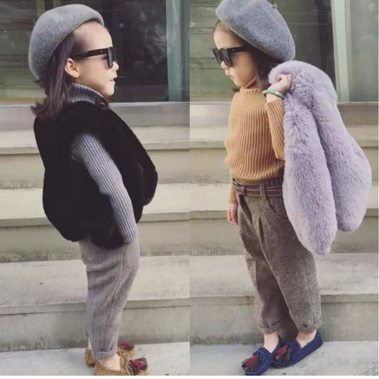 2020 boys and girls with cotton vest wool shoulder autumn and winter clothes 1-3-6 years old 12 baby fur like vest fashion