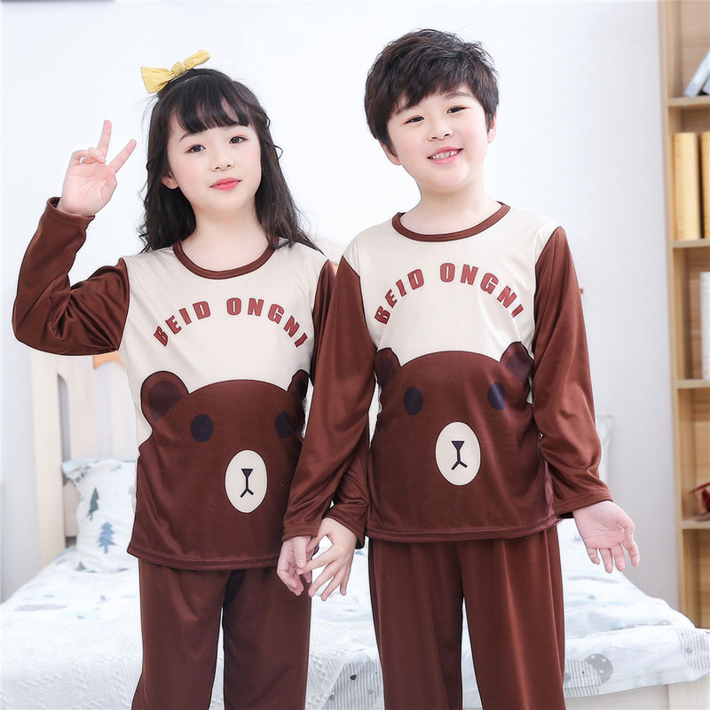 Children's pajamas girls boys' spring autumn long sleeve suits big children Princess wind thin air conditioning baby home clothes winter