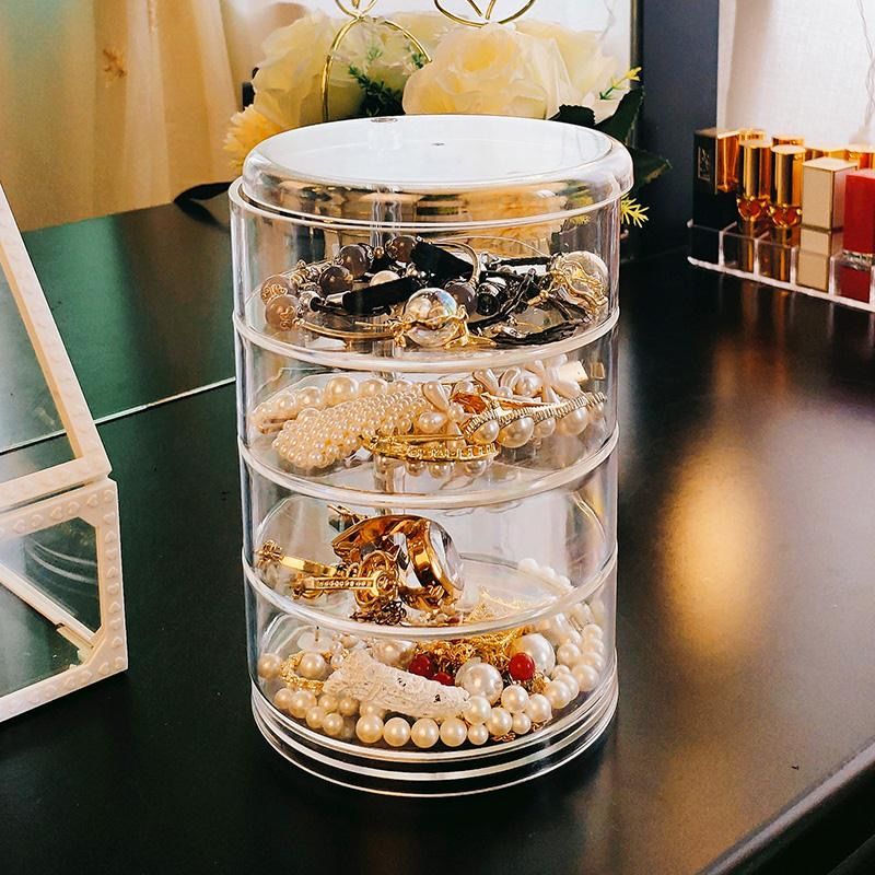 Transparent rotating jewelry box headrope box hairpin Jewelry Earring shelf Lipstick Holder nail hand Necklace eardrop storage box