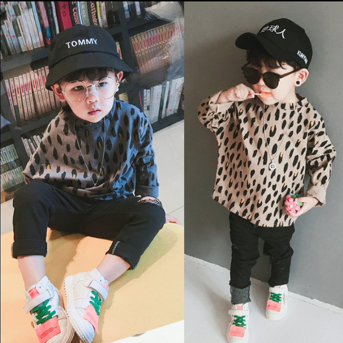 Baby leopard T-shirt spring 2020 new fashion children's boy's shirt children's long sleeve T-shirt