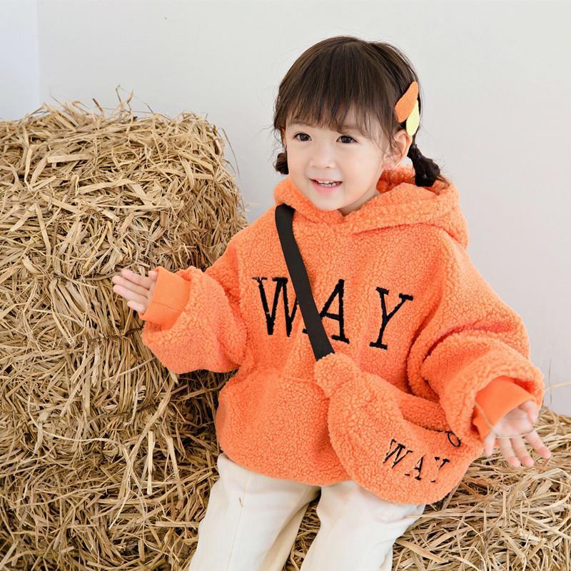 Girls 2020 new autumn sweater Plush thickened Korean children's foreign style Hoodie warm coat