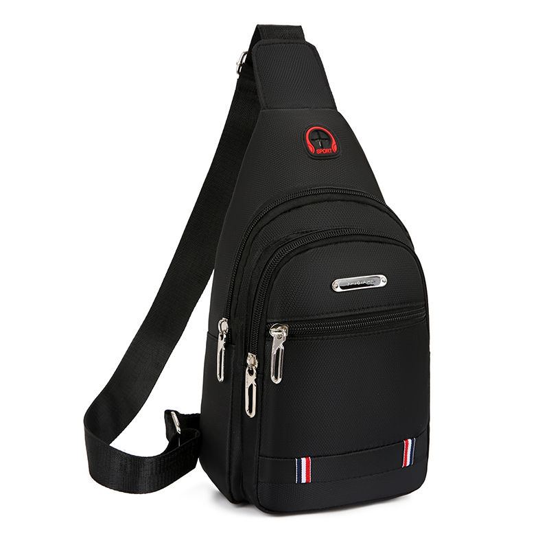 Small backpack men's and women's chest bag tide single shoulder bag sports messenger bag leisure shoulder bag solid color Oxford canvas Satchel