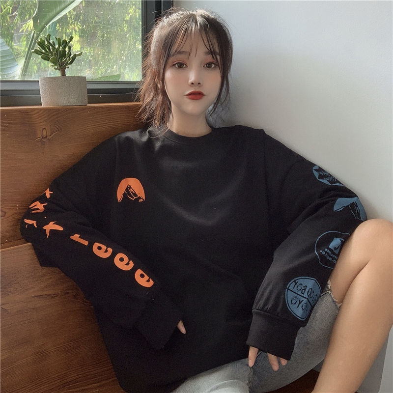 Early spring super hot CEC long sleeve T-shirt women ins fashion 2020 Korean loose BF versatile student mschf top