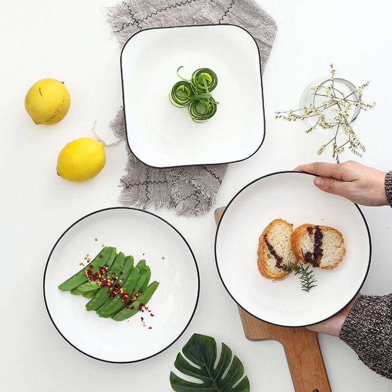 Dish dish household creativity Nordic wind plate ceramic rice plate soup plate square plate household tableware set