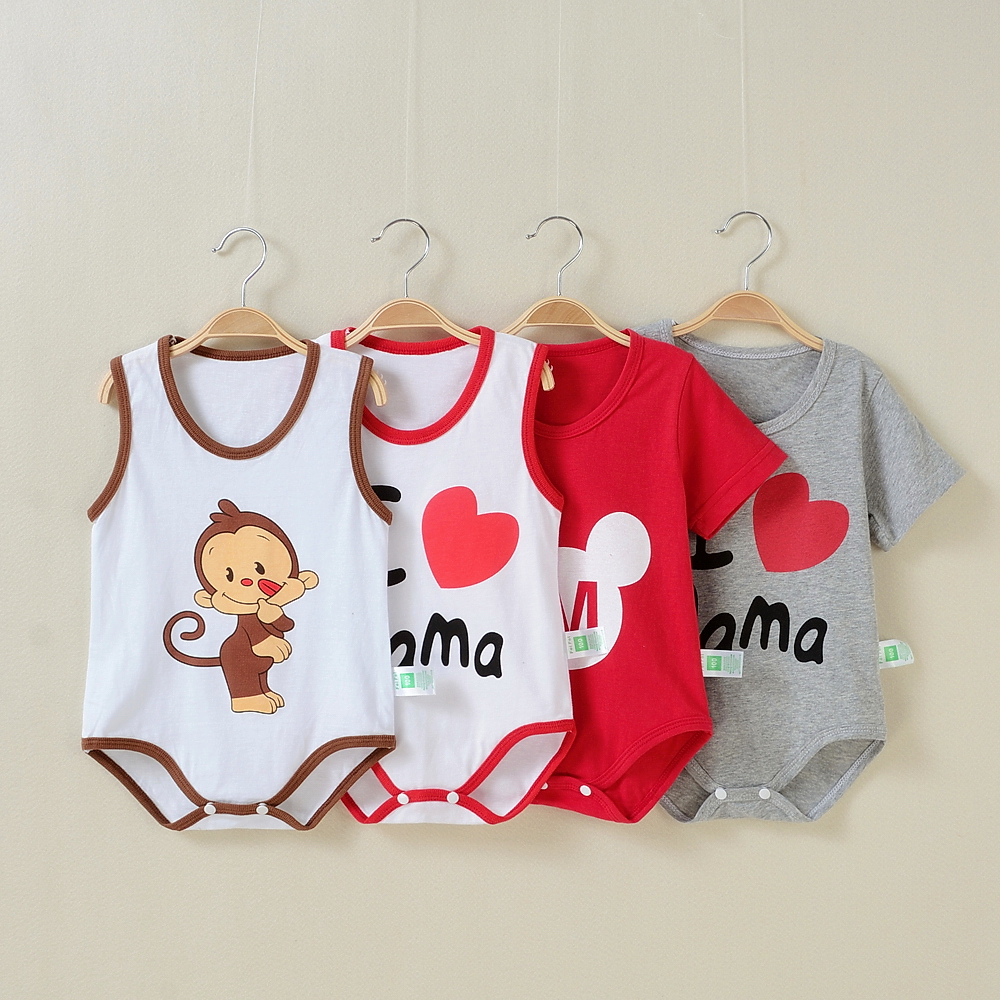 Baby bag fart clothes summer clothes boys and girls baby one piece clothes thin short sleeve climbing clothes newborn pajamas triangle Romper