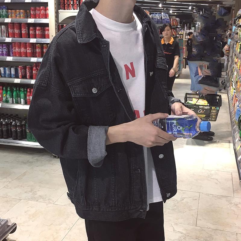 Denim jacket men's Korean fashion students casual handsome autumn loose denim BF style spring and autumn outerwear jacket