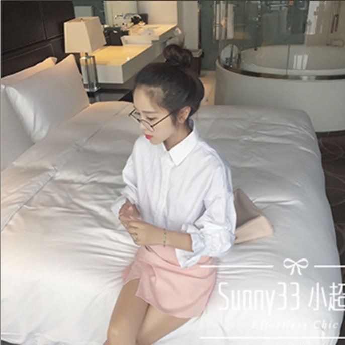 Spring 2020 new long sleeve white shirt women's bubble sleeve shirt Korean version small fresh and thin student's top fashion