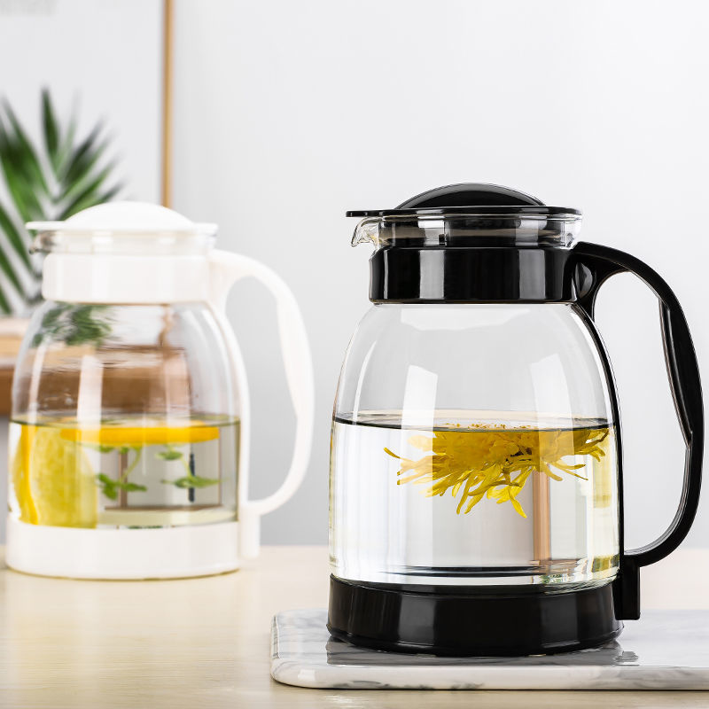 Large capacity 2000ml household water kettle glass heat resistant high temperature cold boiled water cup set water kettle teapot