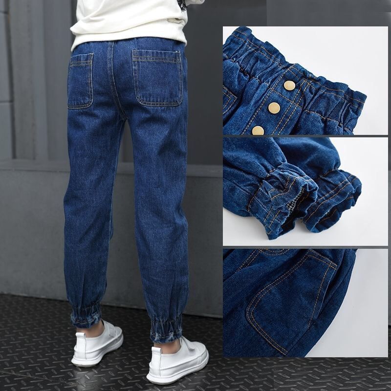 Girls' jeans autumn and winter clothes big boys' foreign style high waisted trousers girls' Korean children's Leggings trousers with velvet