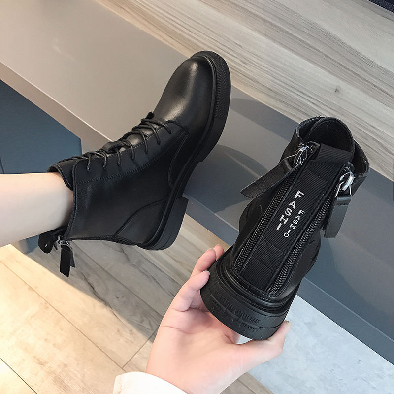 Double zipper Martin boots women British style 2020 new versatile rear zipper motorcycle short boots women spring and autumn net red short boots
