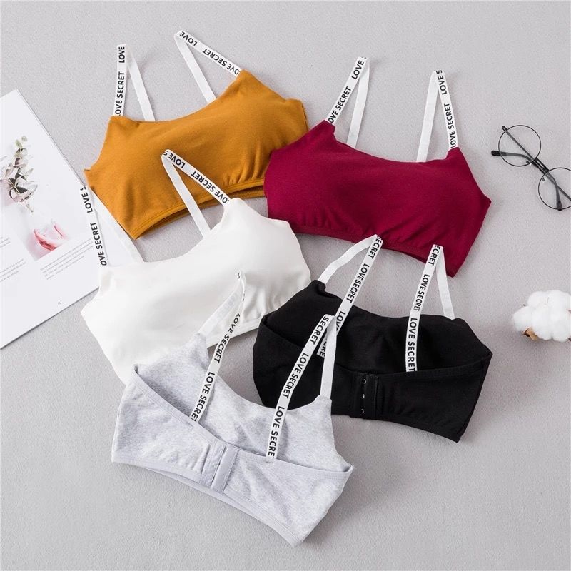 Korean underwear female rimless bra student high school girl sling vest short thin chest wrap bra