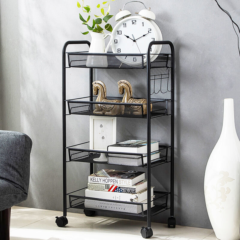 Kitchen storage rack movable trolley wheel multi floor floor arrangement bathroom bedroom storage rack