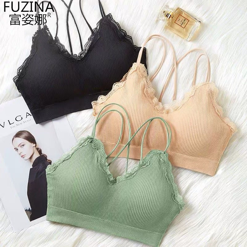 80-200kg underwear women's bra Korean version students' beautiful back, bra wrapped, lace underwear gathered, suspender vest women