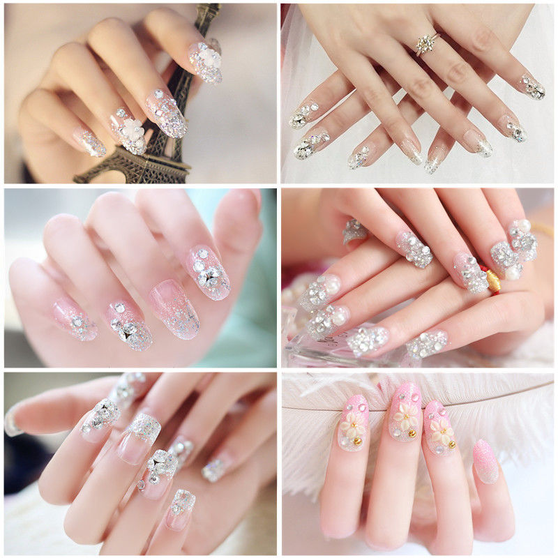 Back glue 24 pieces of nail patch finished manicure piece French False Nail bride wedding photo pregnant women wear manicure