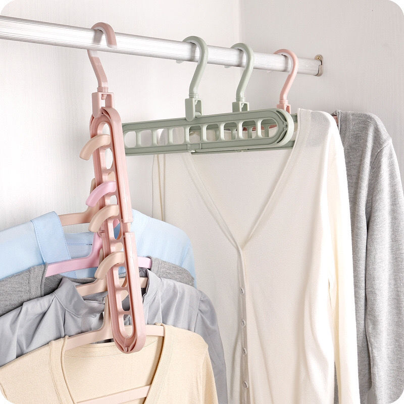 Nine hole clothes rack, tiktok, clothes rack, multifunctional household clothes hanger, plastic hanger, and creative clothes rack.