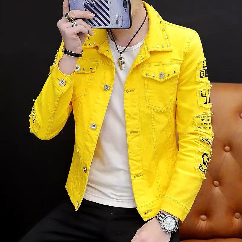 Men's denim jacket spring autumn new slim fitting jeans Korean fashion brand men's casual jeans jacket