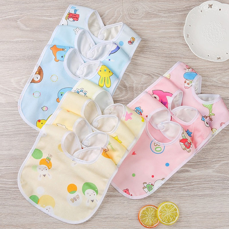 Baby Crystal velvet Bib cartoon newborn waterproof cartoon button mouth towel baby food bag U-shaped mouth towel suitable for 0-3 years old