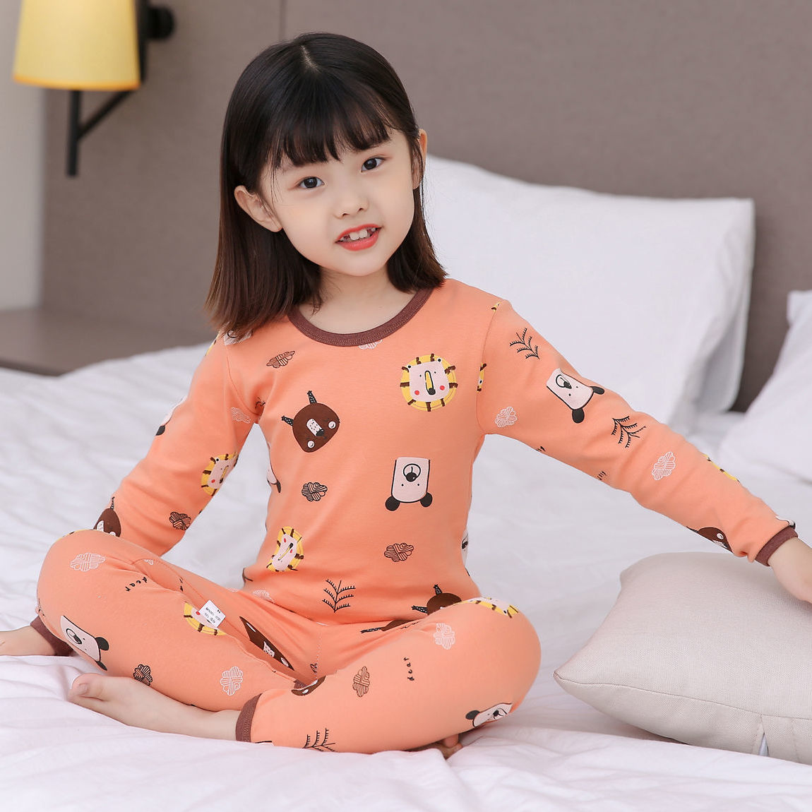 Autumn and winter children's underwear set boys and girls high waist autumn clothes autumn pants baby cotton underwear baby pajamas home clothes