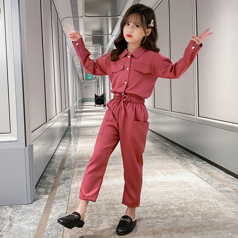 Girls autumn suit 2020 new Korean version of children's girls spring and autumn Yangqi wanghong leisure two piece set