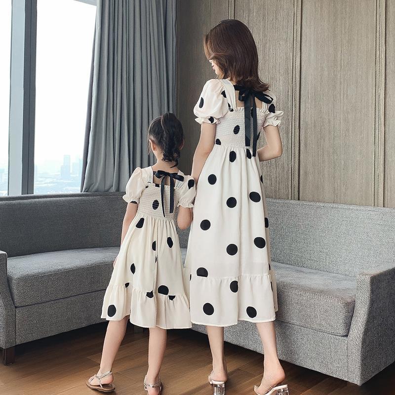 Mother daughter dress summer dress 2020 new style super foreign parent child dress little girl summer girl girl net red princess skirt