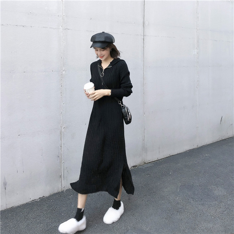 Autumn and Winter Skirts, Hats and Knitted Dresses with Long Sleeves