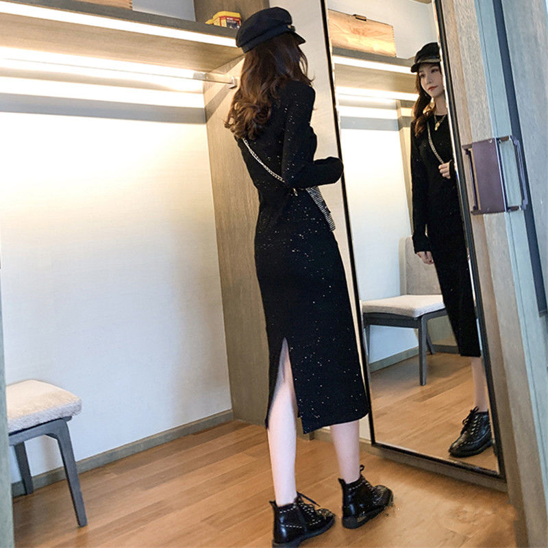 Dress women's dress autumn / winter 2020 new small long sleeve bottom dress black long skirt autumn fashion