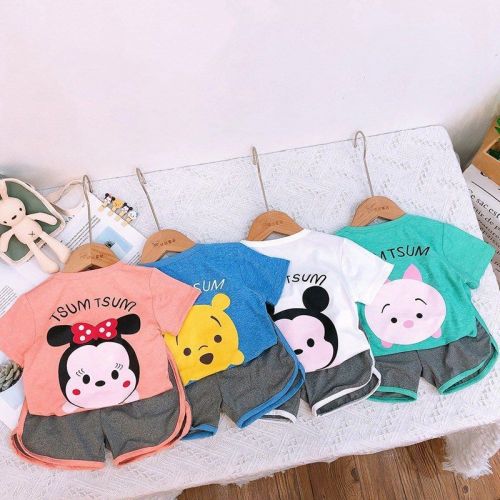 Girls' short sleeve suit children's T-shirt boys' summer children's wear boys' quick drying clothes little girls' shorts two piece set