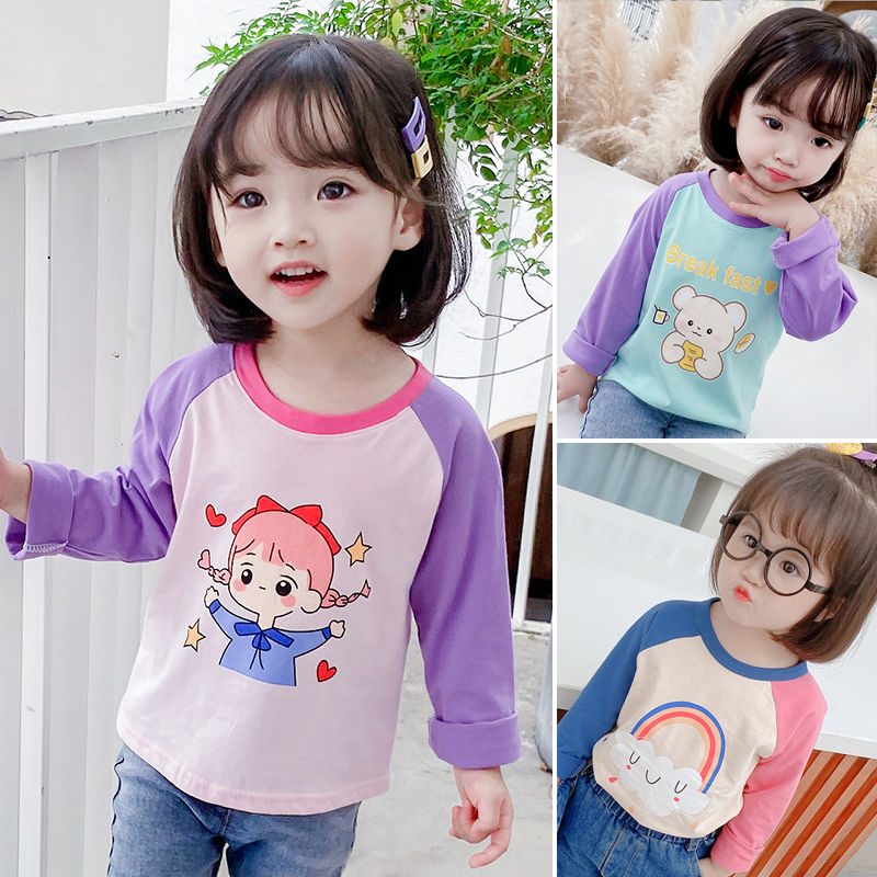 Girls Long Sleeve T-Shirt 2020 new autumn children's shirt loose cotton cartoon versatile baby T-shirt
