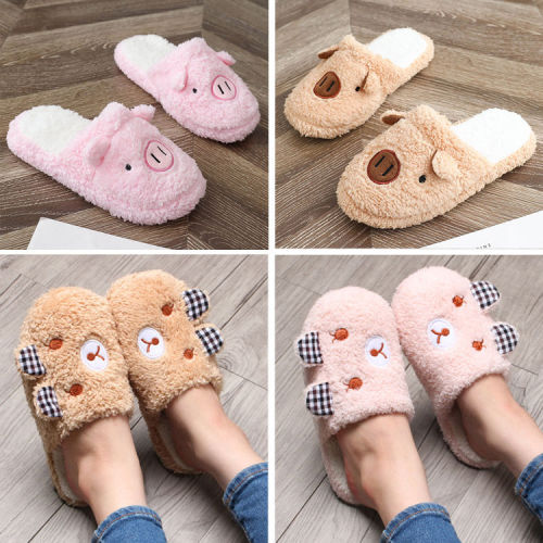 Autumn and winter lovely cotton slippers women's indoor home maomaomaoyuezi slippers lovers Korean version of cartoon girl heart of bear