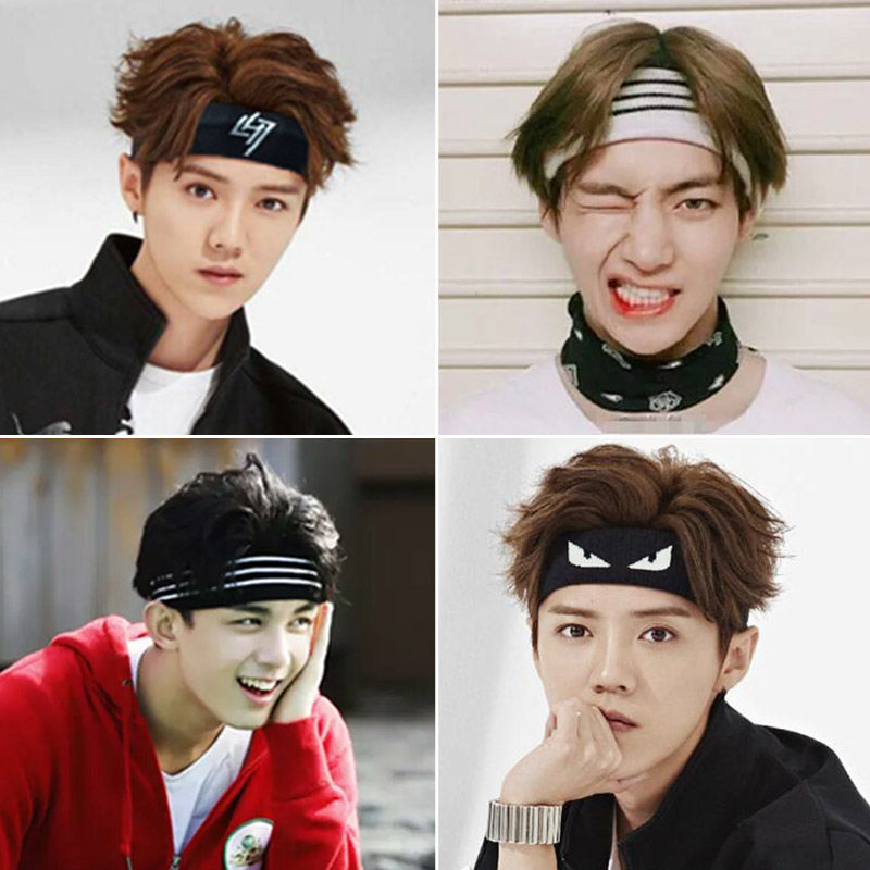 Korean headdress headband men's headband headband letter headband wide edge sports headband tide women's headband tide back hairpin