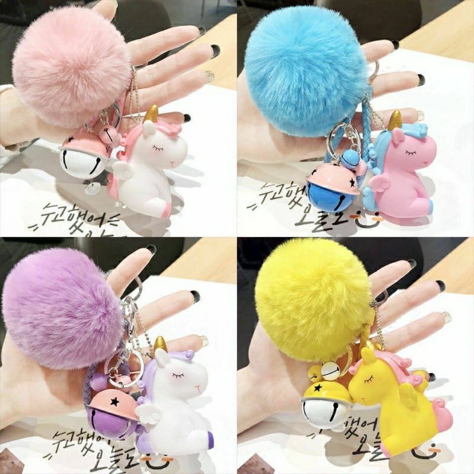 Key chain female lovely new net red Unicorn couple Plush key chain pendant bag hang decoration car key chain