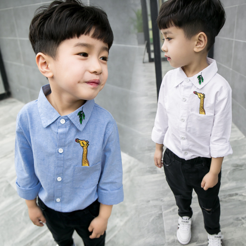 Autumn winter children's wear white boy spring and autumn check children's spring long short sleeve baby shirt shirt men's top