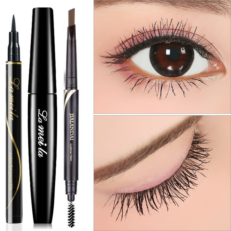 [send 3 eyebrow card + eyebrow knife] double head eyebrow pencil waterproof, sweat proof, durable and non decolorizing suit, multi specification for beginners