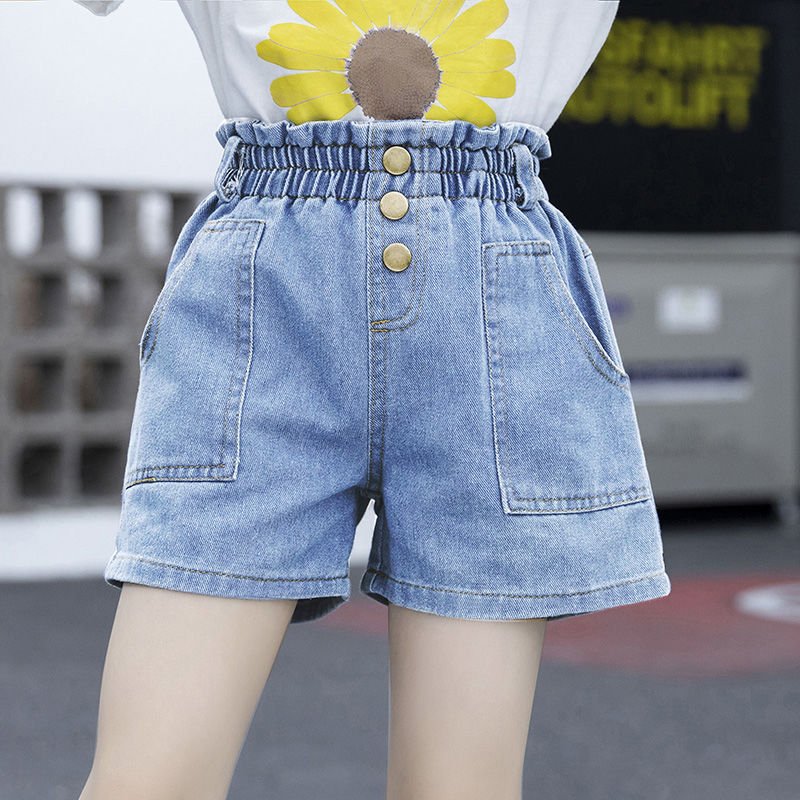 Denim Short and medium waist girls' casual pants