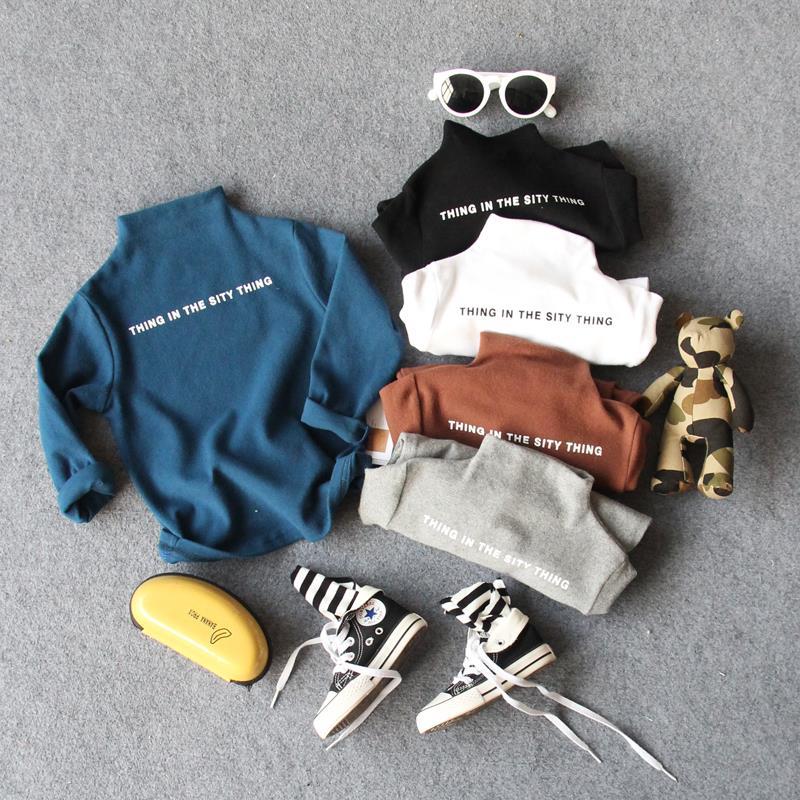 Children's wear girls spring and autumn new half high collar bottoming shirt men's treasure women's treasure cotton long sleeve shirt children's Fashion Top