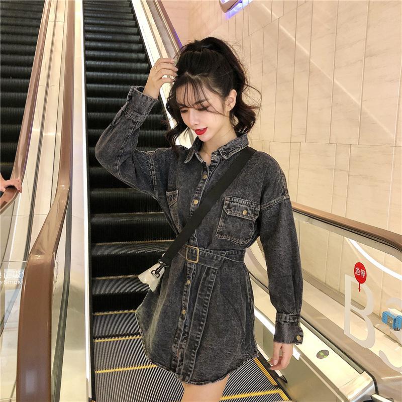 Spring 2020 new loose Lapel medium and long waist design