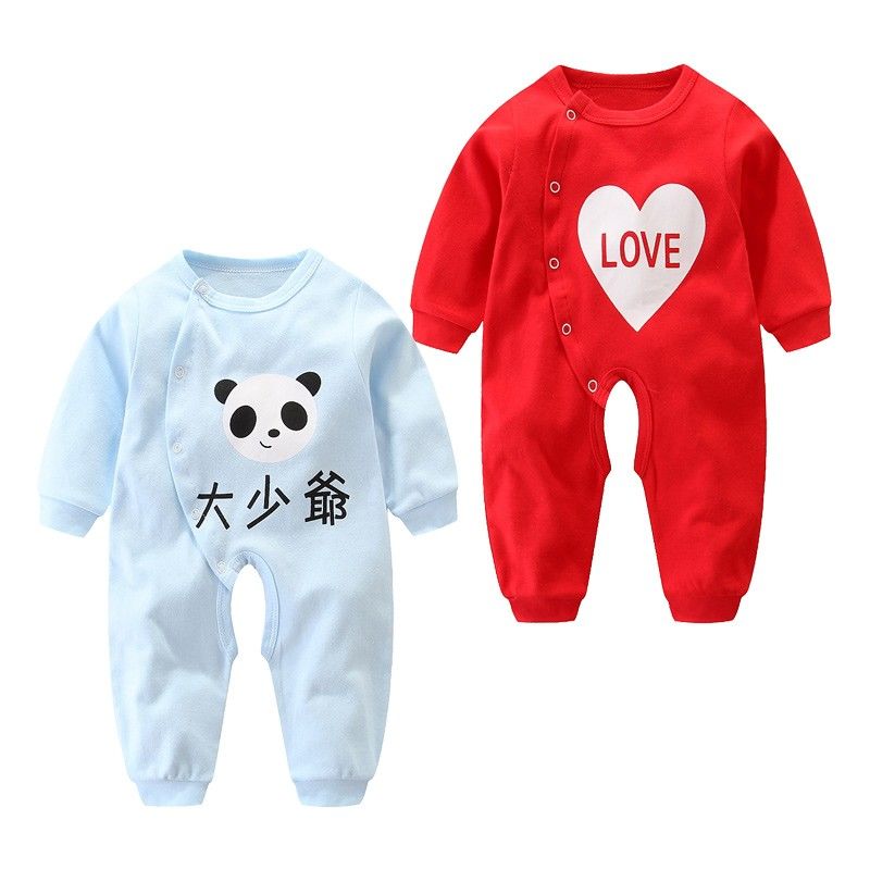 Baby Jumpsuit 8 months out in spring and autumn baby clothes 0-3 male 6 newborn baby hugging female cotton Romper 1 year old