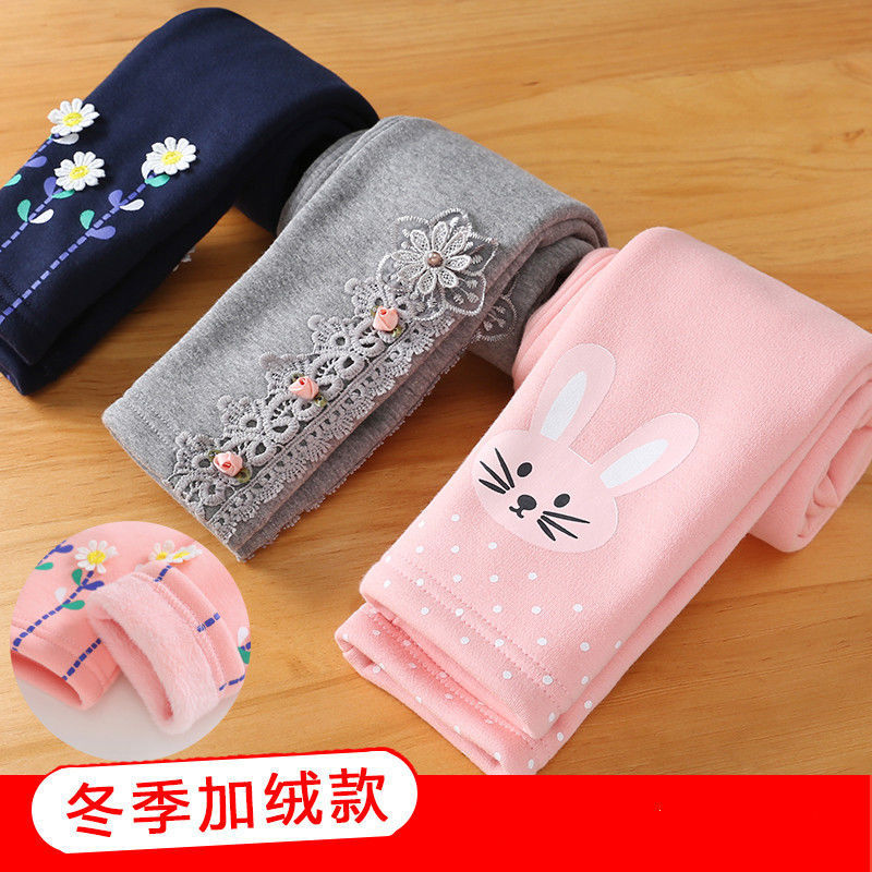 [winter all in one velvet] Girls' Leggings 2020 Plush little girls' trousers and children's trousers