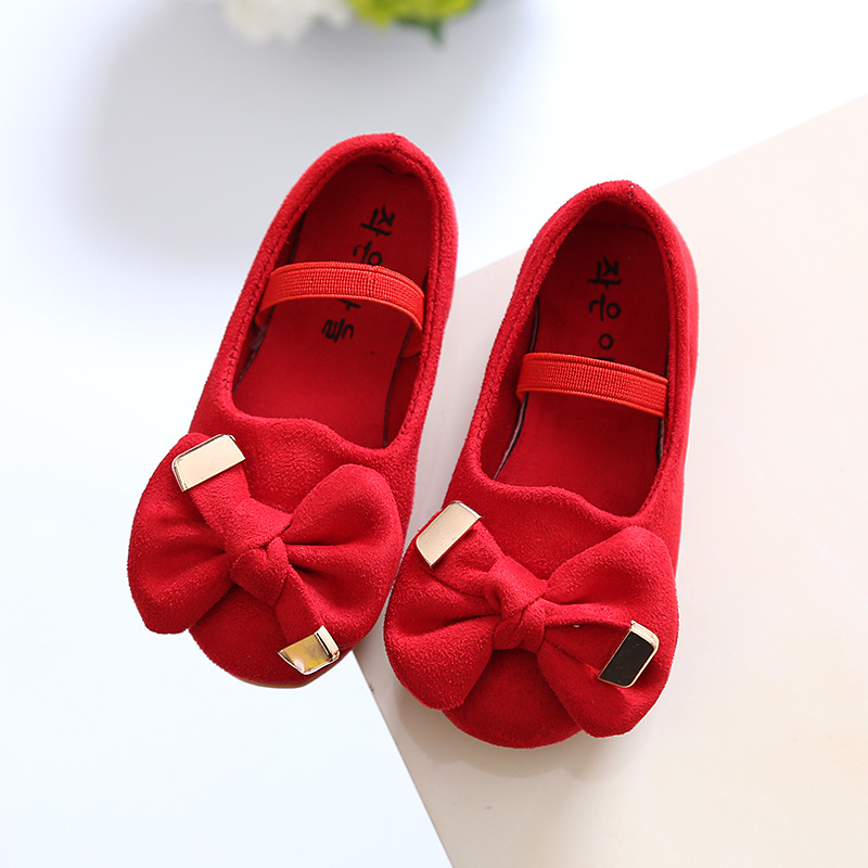 Spring and autumn children's shoes girls' single shoes princess shoes children's shoes soft soles bowknot baby's shoes girls' peas shoes