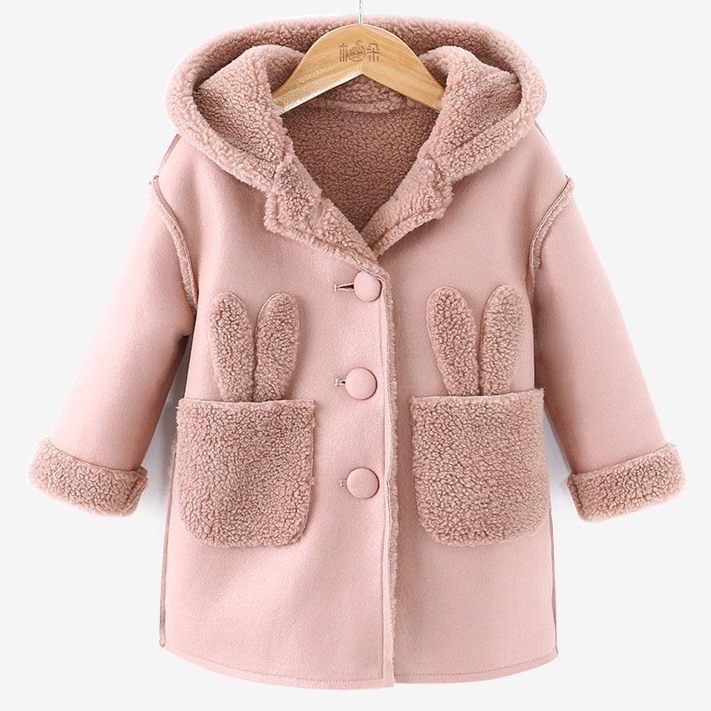 Girl's winter coat thickened plush new net red Korean children's and girls' foreign style children's woolen coat