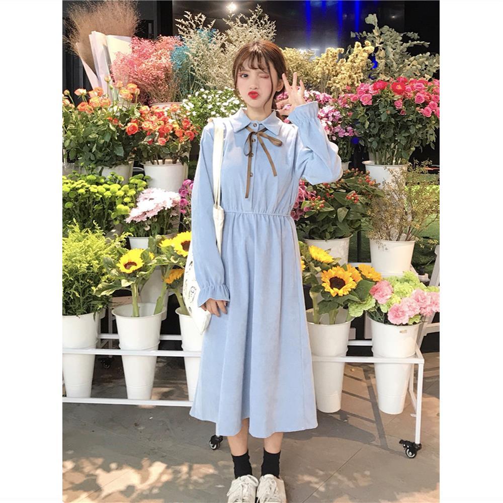 Women's autumn women's dress 2020 new Korean version of long sleeve with overcoat over the knee