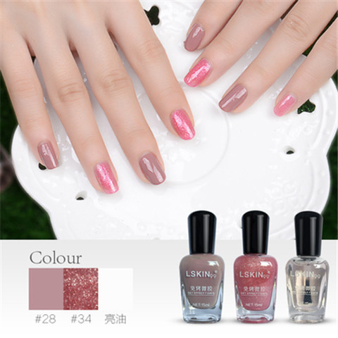 Three nail polish manicure combination, durable, waterproof, non-toxic, quick drying, baking free, and micro gum oil.