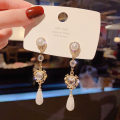 Real shot 925 silver needle dream Baroque court French earrings pearl lovely earrings ins cool wind