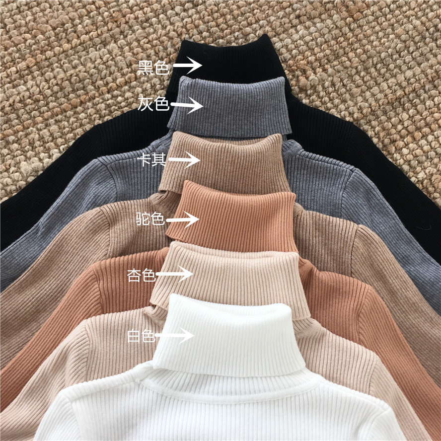 Real time photo control real price autumn and winter high neck knitting bottoming blouse women's versatile slim and thickened warm long sleeve sweater