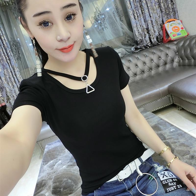 Summer short sleeve T-shirt women's Korean fashion versatile Half Sleeve T-Shirt Large Size student's bottom shirt slim and slim top