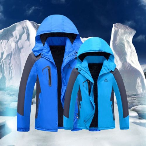 Winter outdoor padded jacket men's plus velvet thickened jacket large size warm padded jacket wind and snow mountaineering jacket men